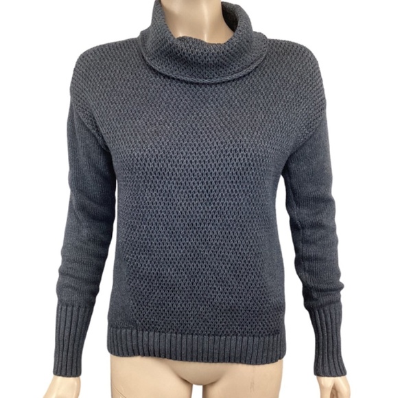 Athleta Breckenridge Charcoal Waffle Knit Pullover Sweater‎ size XS Xsmall Cowl - Picture 5 of 10